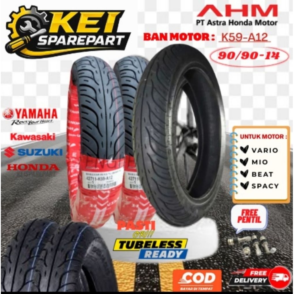 Ban Motor Honda K59-A12 90/90-14 Tubeless