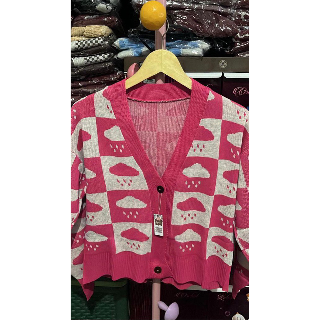 cardingan rajut new motif awan