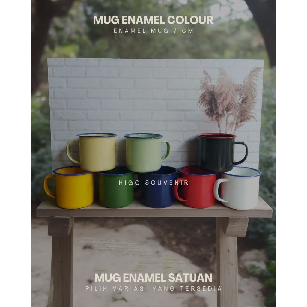 GELAS CANGKIR MUG ENAMEL POLOS BLIRIK BLURIK 7 CM JADUL MURAH GROSIR