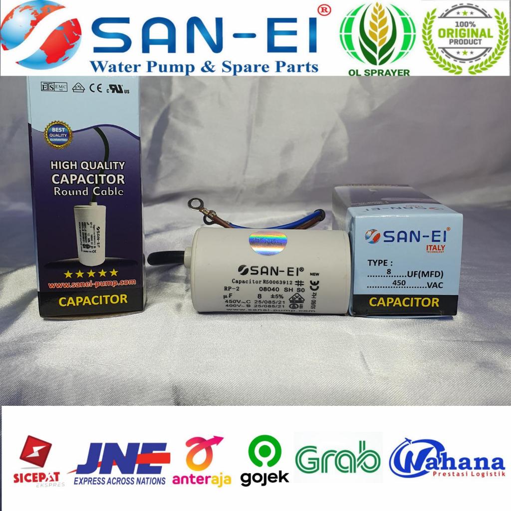 Capasitor / Kapasitor Bulat Kabel SAN-EI 8UF 10UF 12UF 450V