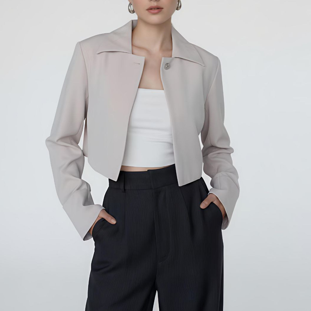 Blazer Crop Wanita Korean Style Atasan Jas Pendek - Outerwear Crop Top