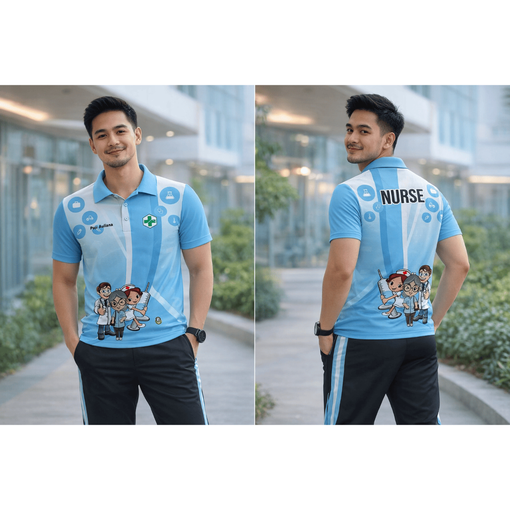 Kaos Jersey kerah Polo Puskesmas Perawat Bidan Terbaru Free Custom Full Printing Kualitas premium