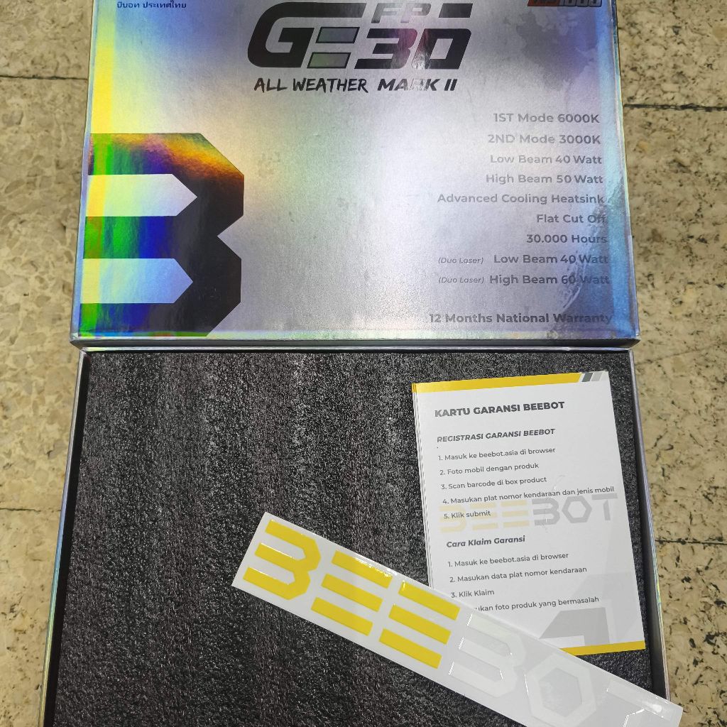 Foglamp Projector BiLED 3inch 2warna Beebot GE FP30 All Weather Mk2, Hi-Low 40-50W, Putih-Kuning, To