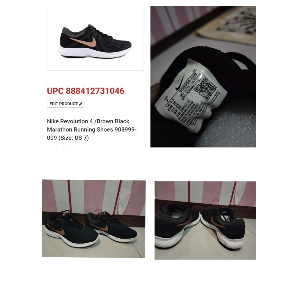 Sepatu Preloved Second Original Nike Running Revolution 4 Size 38 Bukan Air Max