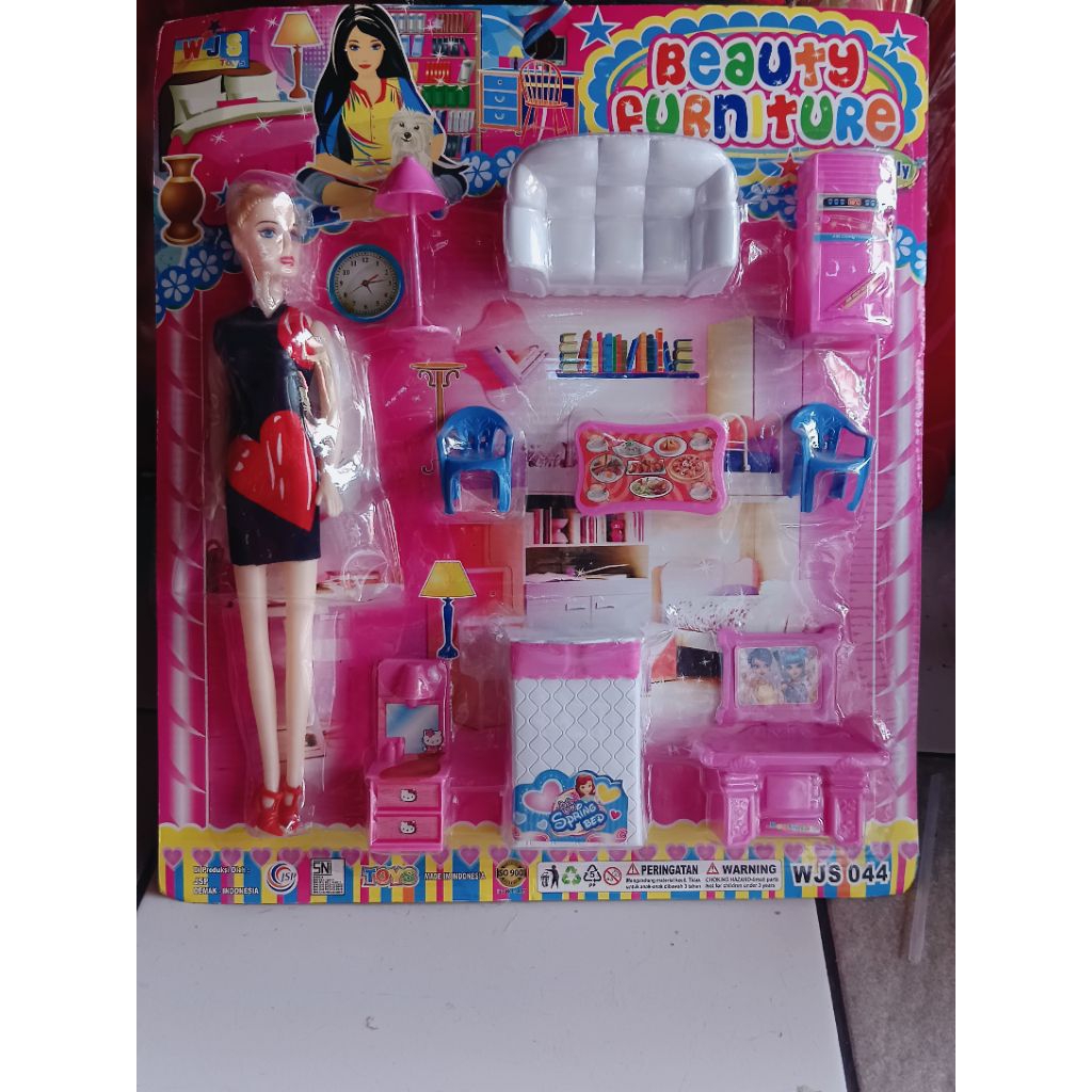 barbie dan perlengkapan kamar mainan