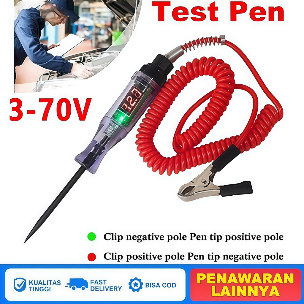 Tespen Digital DC Multifungsi Tespen Listrik Mobil Motor 3V/12v/24v/36V/48V Auto Voltage Universal D