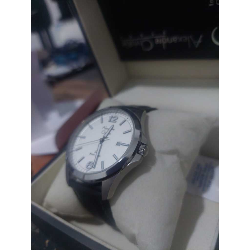 Alexandre Christy Primo Steel Pria Jam Tangan Leather Mint Condition rasa BARU