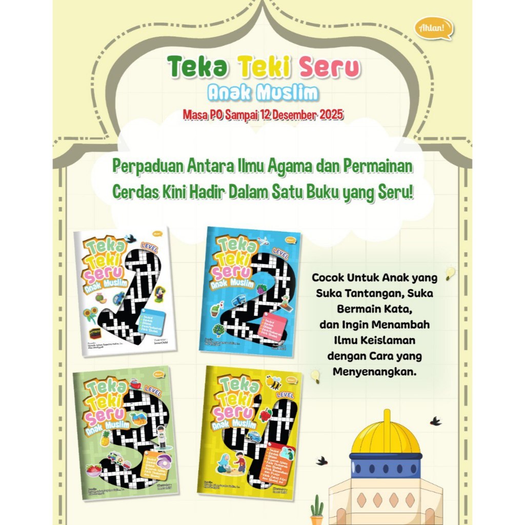 Paket Buku Teka-Teki Seru Anak Muslim Level 1 Sampai 4 : Belajar tentang Tauhid Sejak Dini - Ahlan K