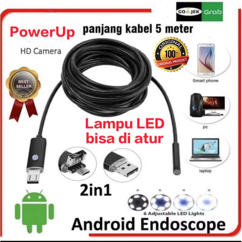 KAMERA MINI ORIGINAL THT ENDOSCOPE KABEL Camera Android 2M-5M  LENS Pengintai Android  original 100%