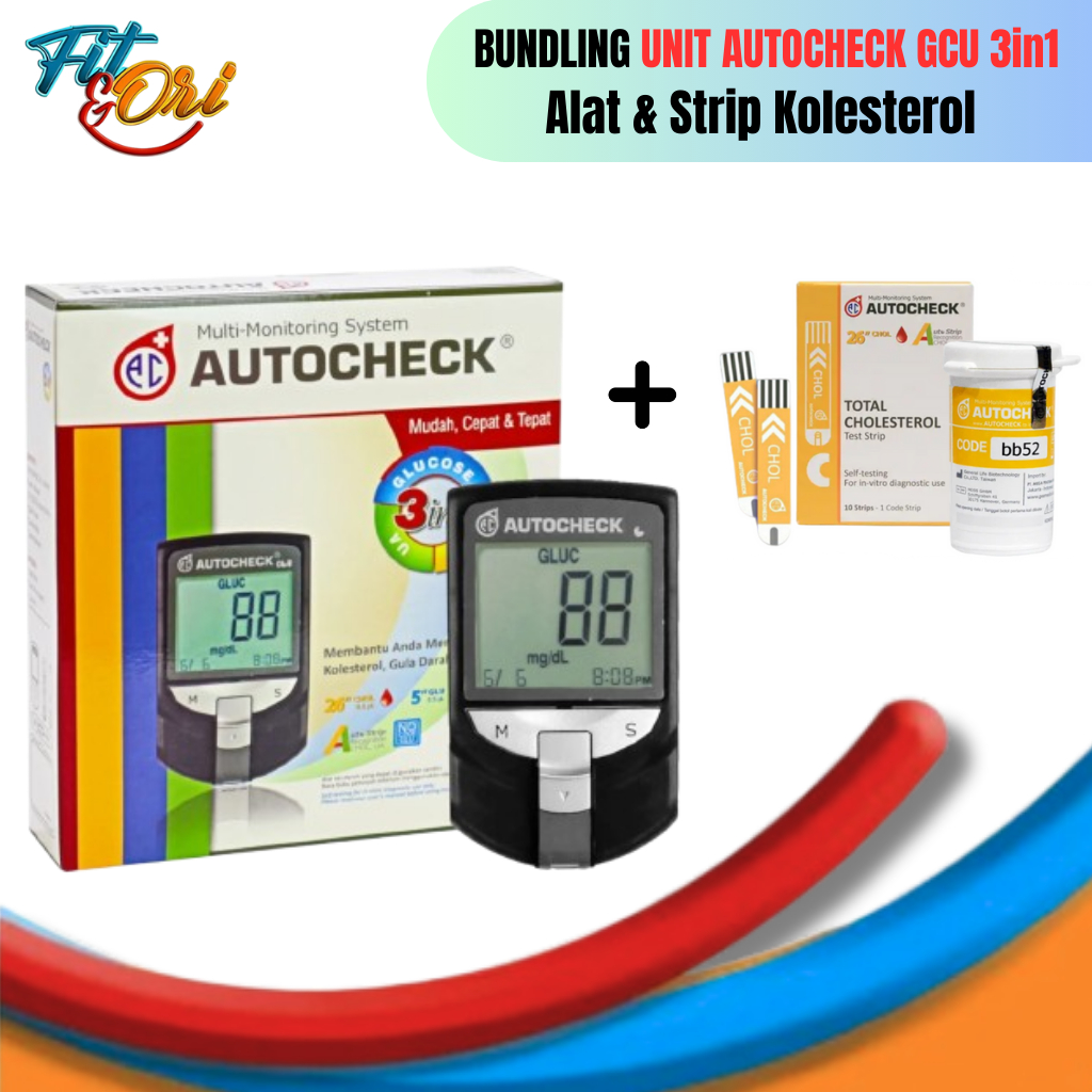 BUNDLING | AUTOCHECK 3 In 1 + Strip Test | Alat Cek 3in1 + Strip Kolesterol