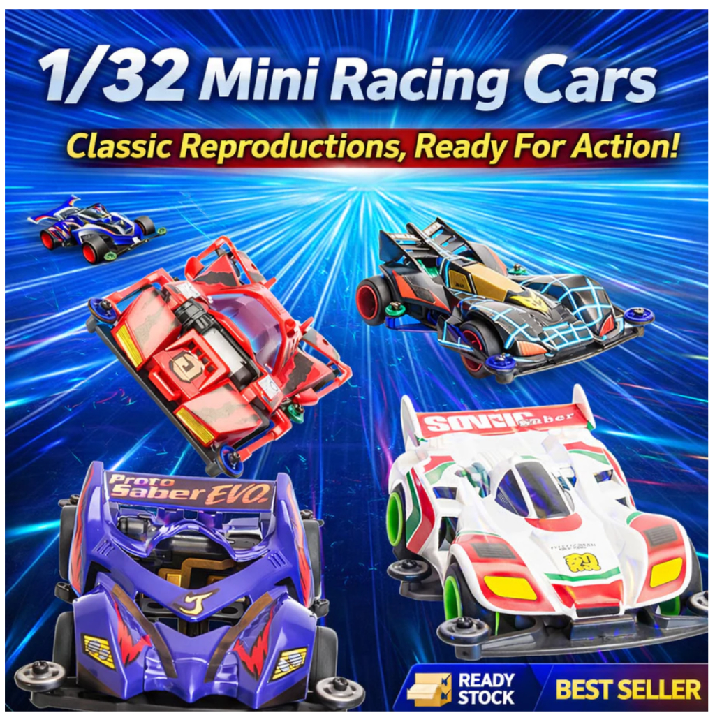 Mobil mainan CXMW skala 1:32 Racing car Mainan edukatif rakit sendiri mobil 4WD LED seperti Tamiya
