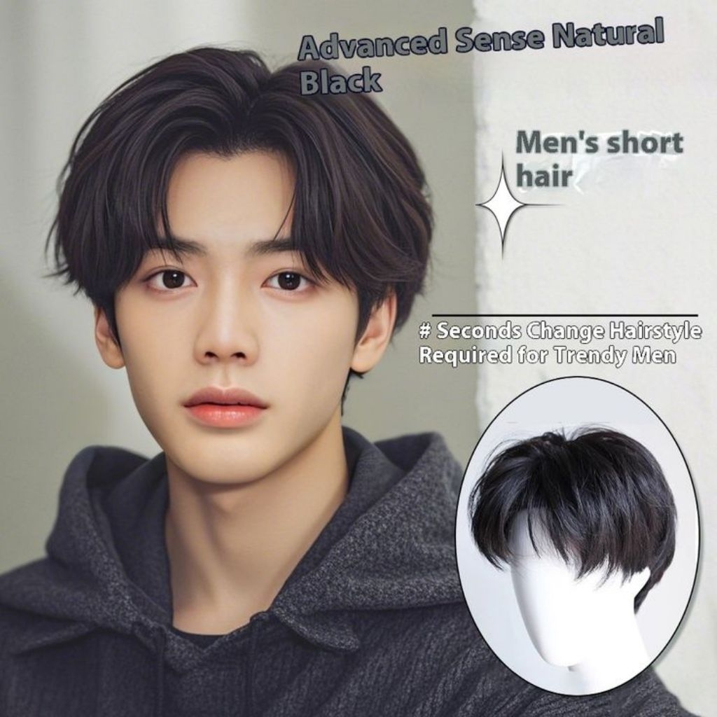 WIG KOREA BELAHAN TENGAH - WIG FULL RAMBUT PRIA KEREN