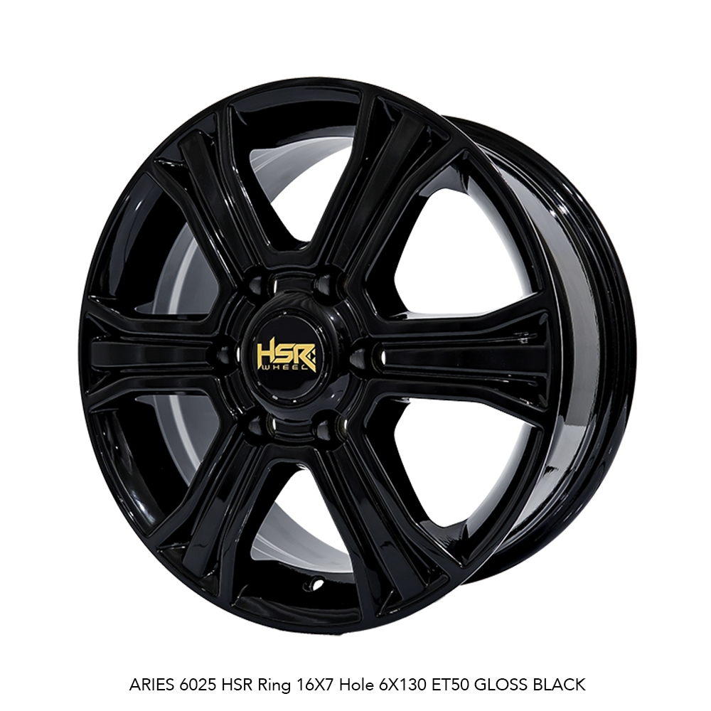 Velg Terbau Hiace Premio dType ARIES 6025 HSR R16X7 H6X130 ET50 GLOSS BLACK
