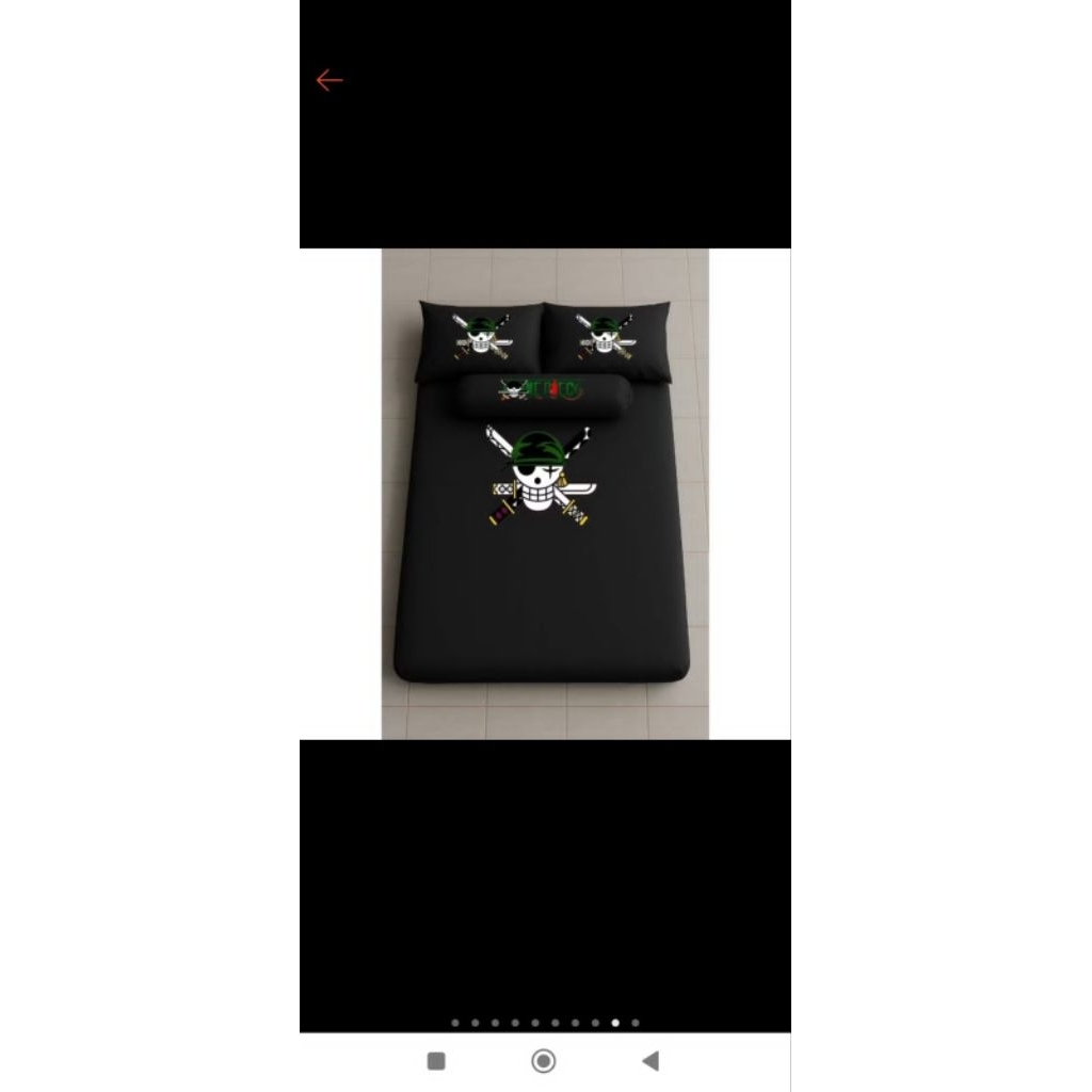 SPREI KARET KATUN PREMIUM 90/100/120/140/160/180/200 motif one piece hitam putih hijau black white g