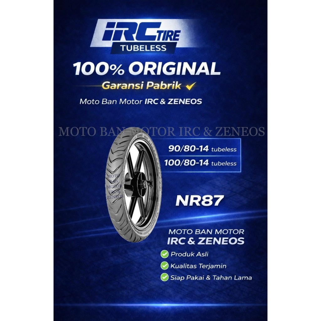 BAN MOTOR IRC NR 87 REBORN RING 14 ( 90/80-14 ; 100/80-14) TUBELESS