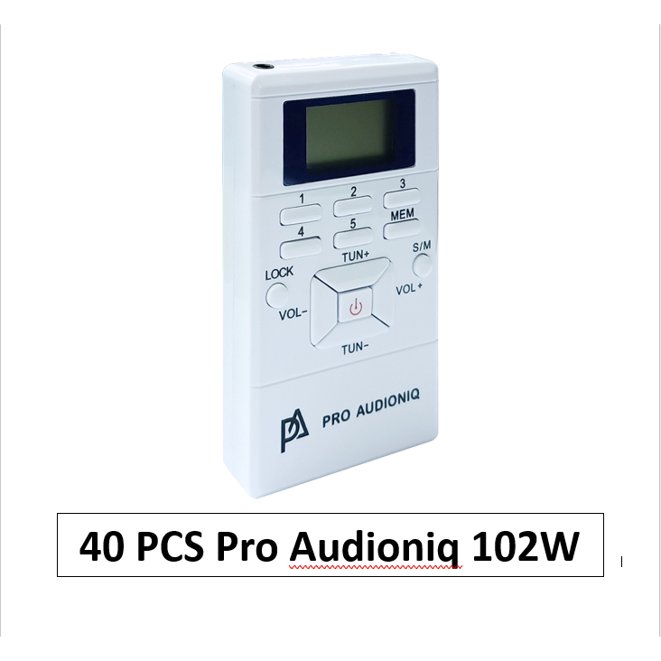 40 Unit Radio Tour Guide FM Receiver 60-108 MHZ With Earphone - Pro Audioniq 102 - White
