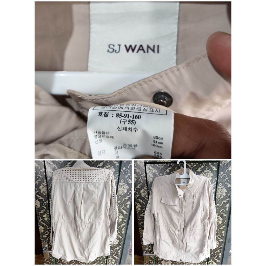 Jaket Wanita SJ WANI Warna Cream Model Casual Elegan Lengan Panjang Banyak Kantong Nyaman Dipakai Ha