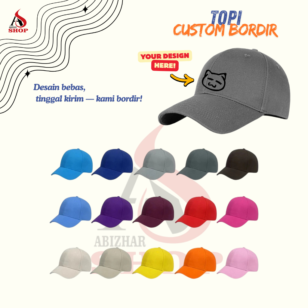 Topi Bordir Custom Desain Sendiri – Baseball Cap