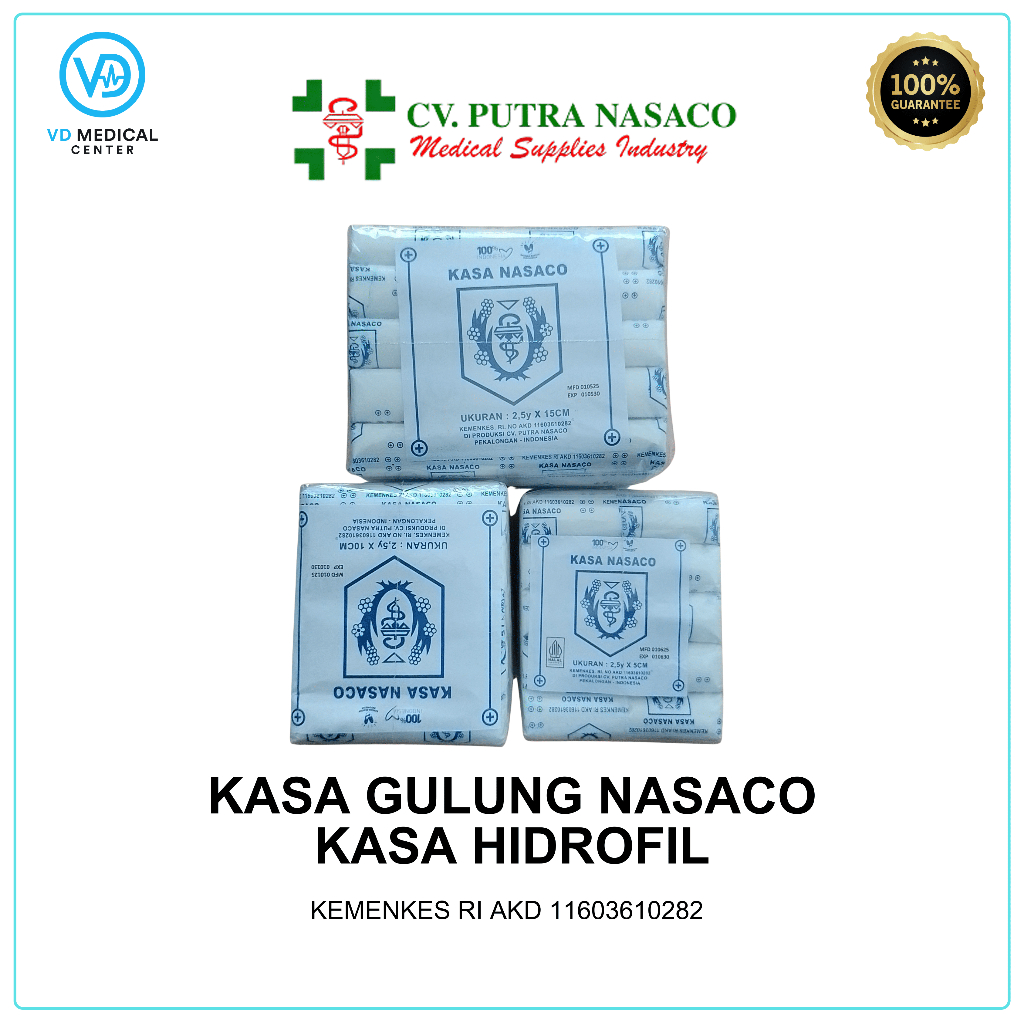 Kasa Gulung Hidrofil Nasaco | 5 cm, 10 cm, 15 cm per pcs