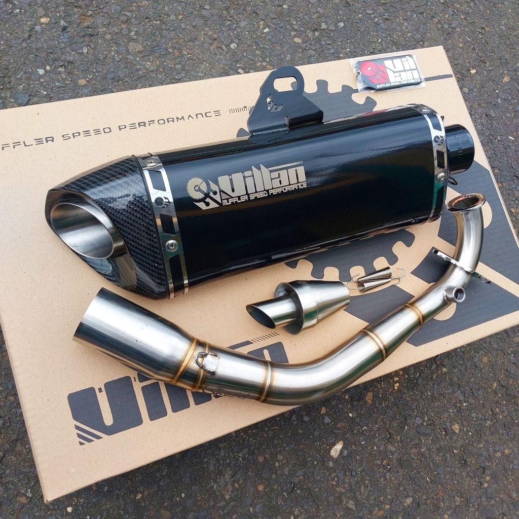 knalpot villan mv1 black full system aerox155 nmax pcx vario adv