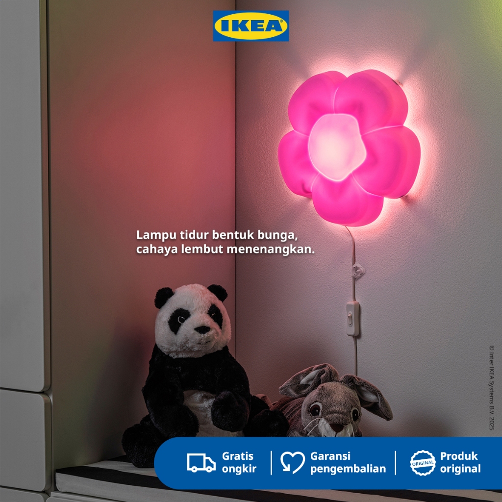 IKEA UPPLYST Lampu Dinding LED Ungu Bentuk Bunga