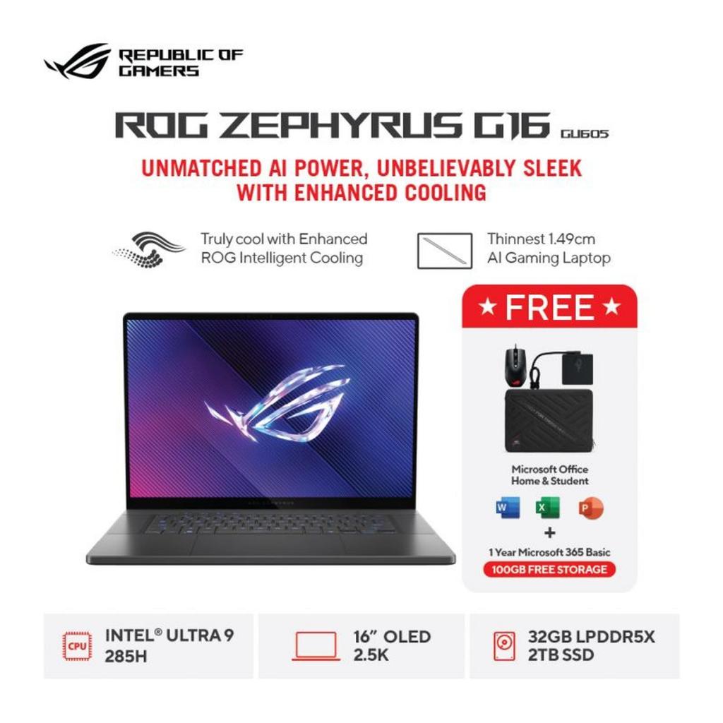Asus ROG Zephyrus G16 GU605CR-I9NT7OL6G-HM - Eclipse Grey [Intel Core Ultra 9 285H / RTX 5070Ti 12GB