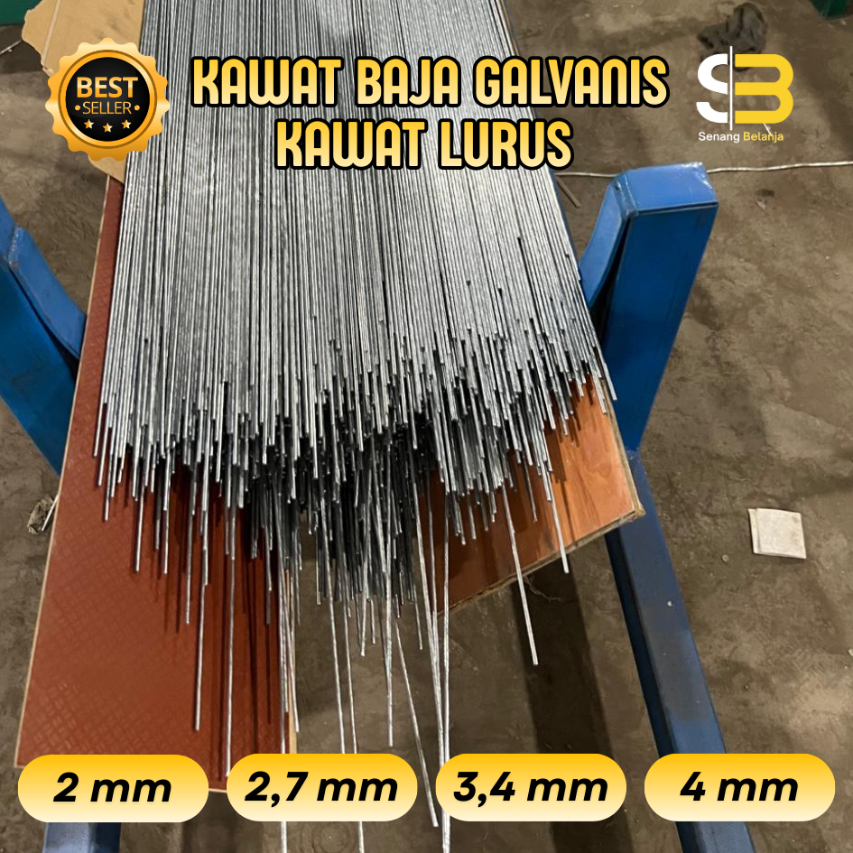 Kawat Baja Galvanis Lurus Multifungsi Tebal Kawat : 2mm - 2,7mm - 3,4mm - 4mm | Kawat Siap Pakai, Ka