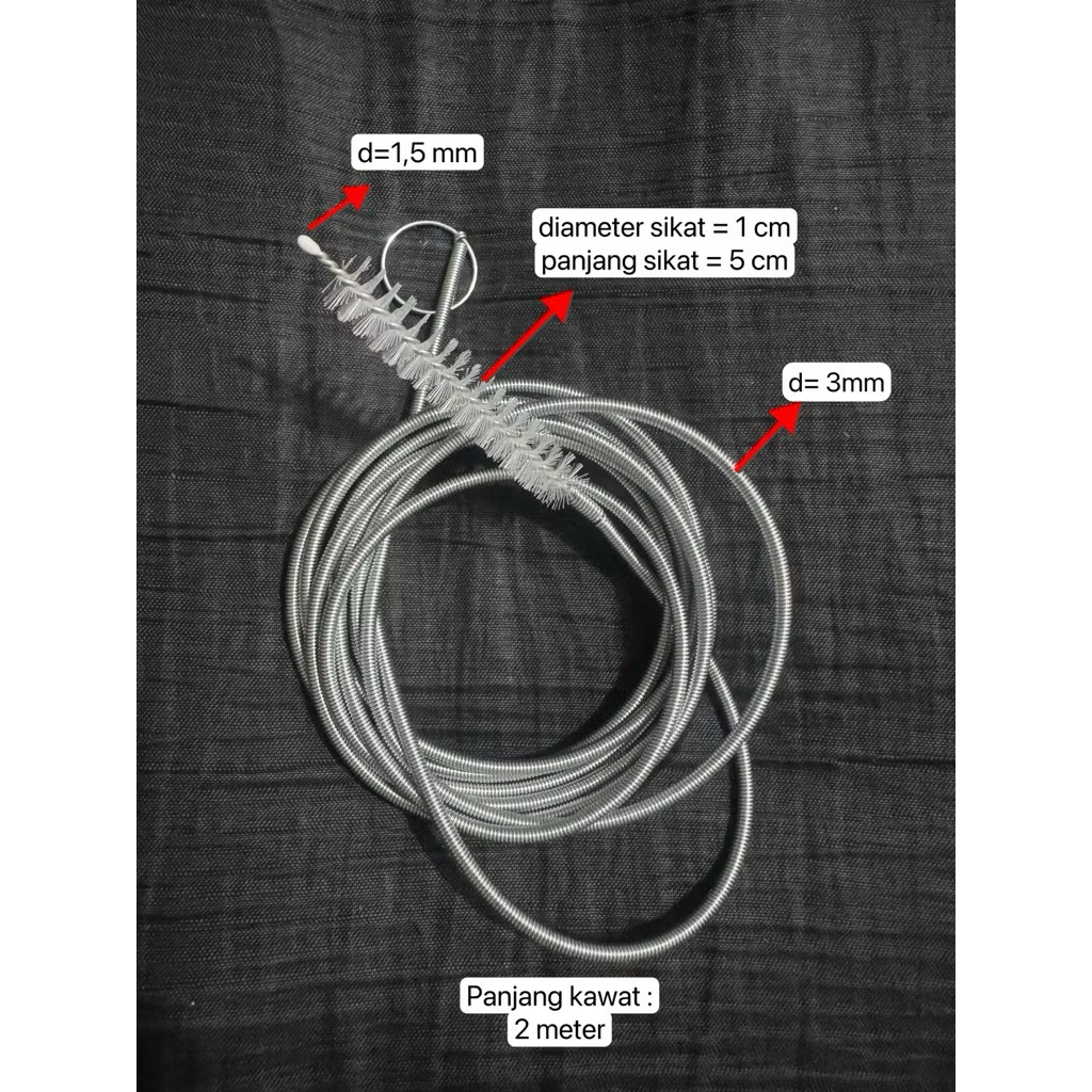 Sikat kawat bersih pembuangan air kulkas /sikat AC bocor/ SIKAT selang pompa galon/Brush Refrigerato