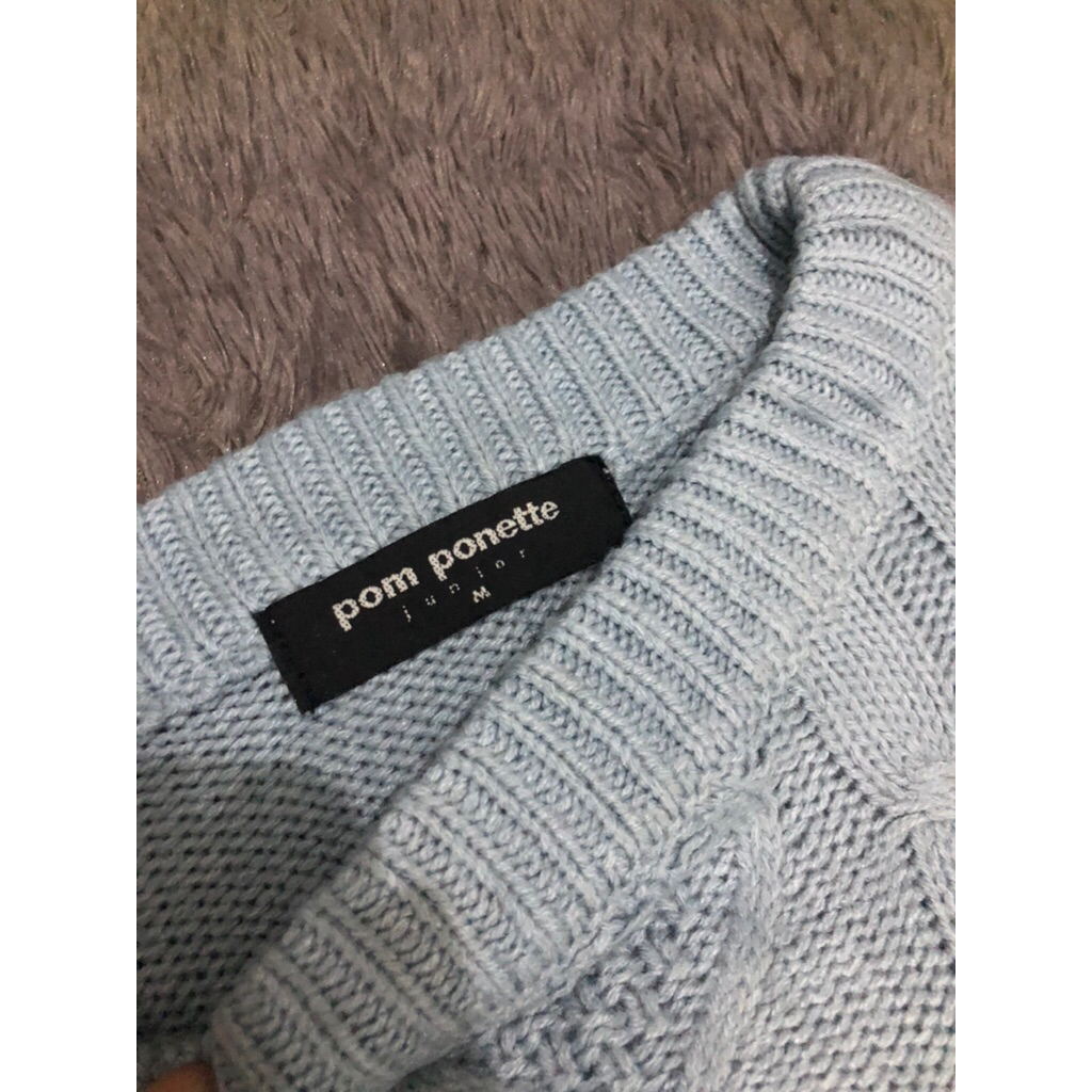 baju rajut pom ponette warna blu sky