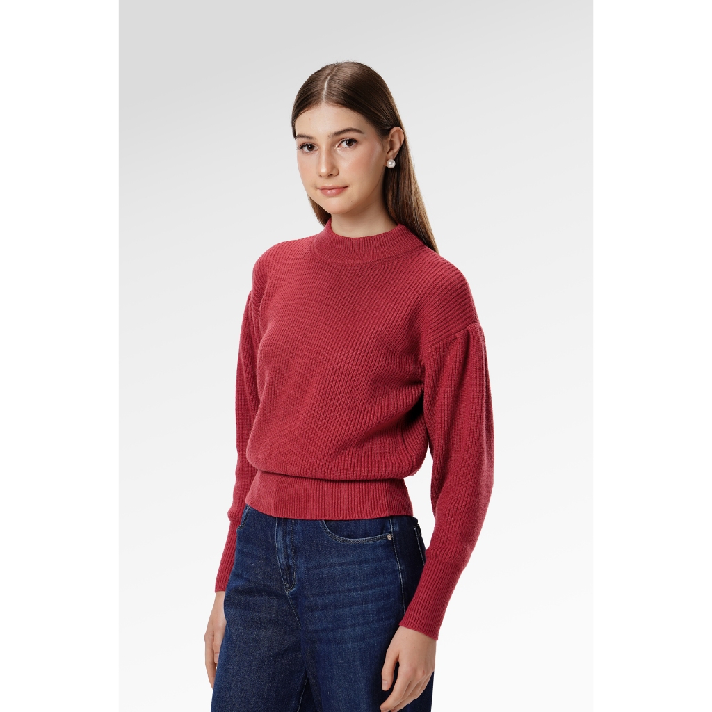 Benang Jarum - Sweat Shirt With Puff Sleeve - Red