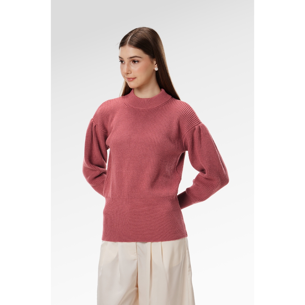 Benang Jarum - Sweat Shirt With Puff Sleeve - Pomegranate