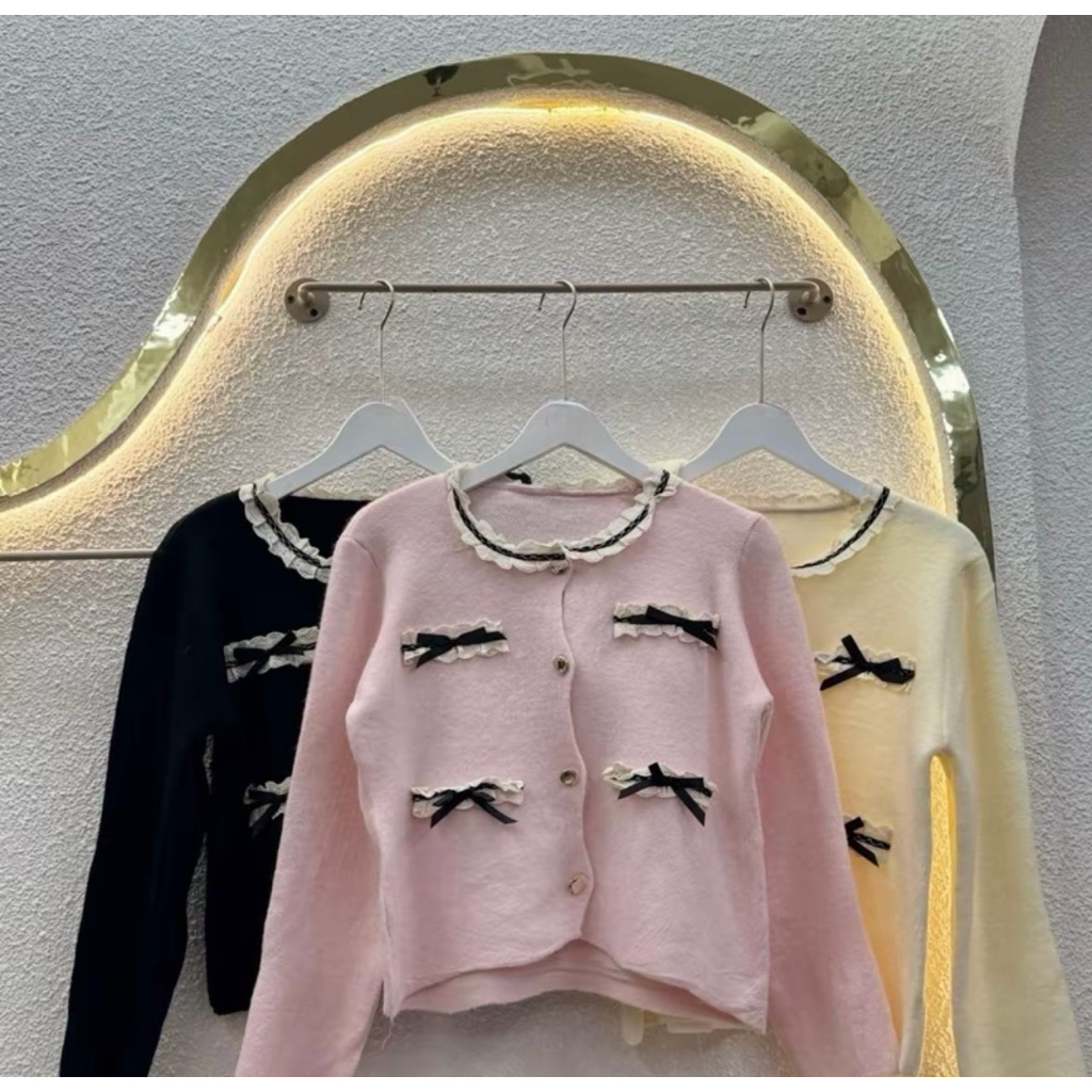 QUEEN LABEL - Cardigan rajut knit pita import premium