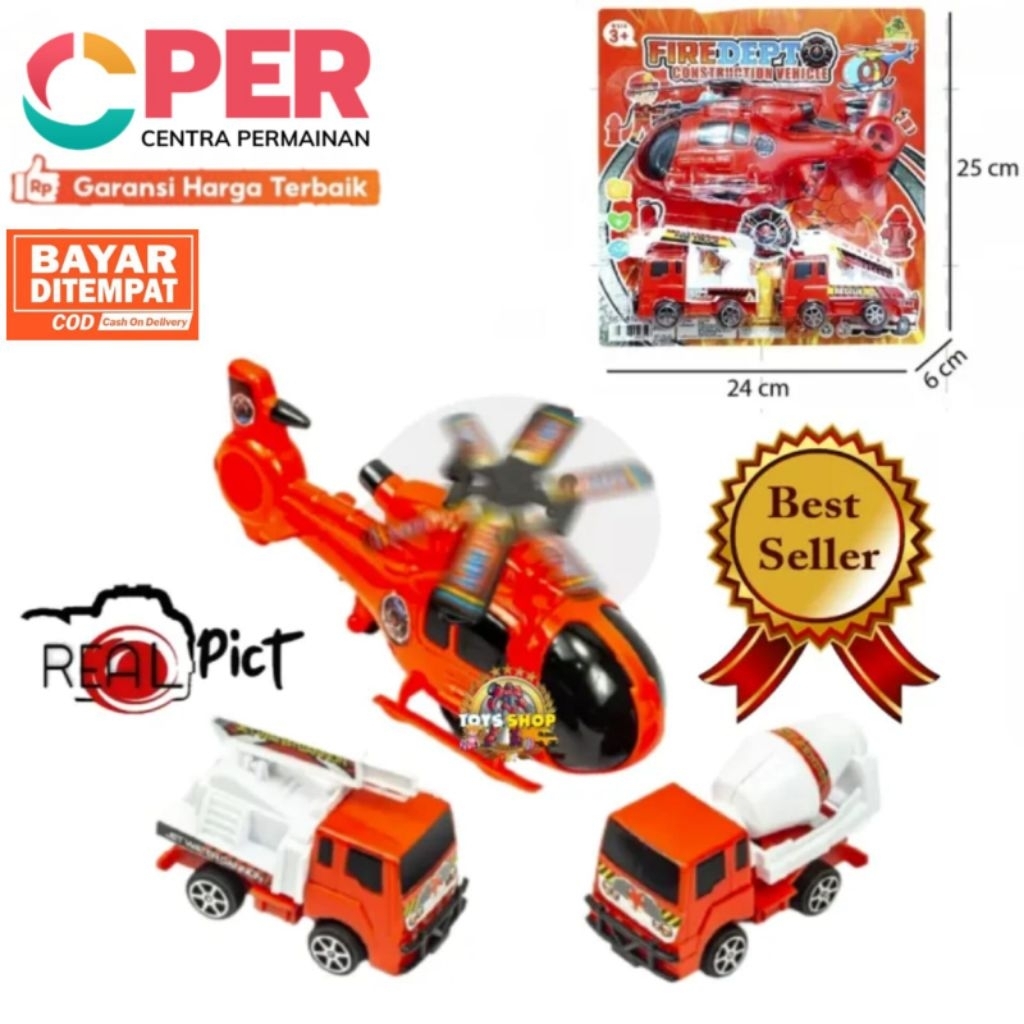 [BISA COD] MAINAN ANAK HELIKOPTER PEMADAM DAN APAR TRUCK MOBIL PEMADAM KEBAKARAN