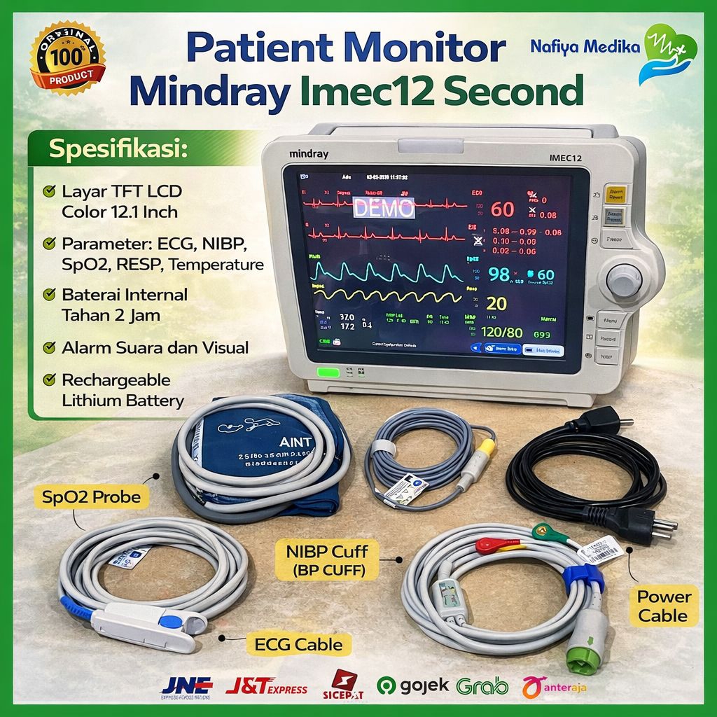 Patient Monitor Mindray IMEC12 Second | Monitor Pasien 12.1 Inch ECG SpO2 NIBP RESP Temp | Patient M