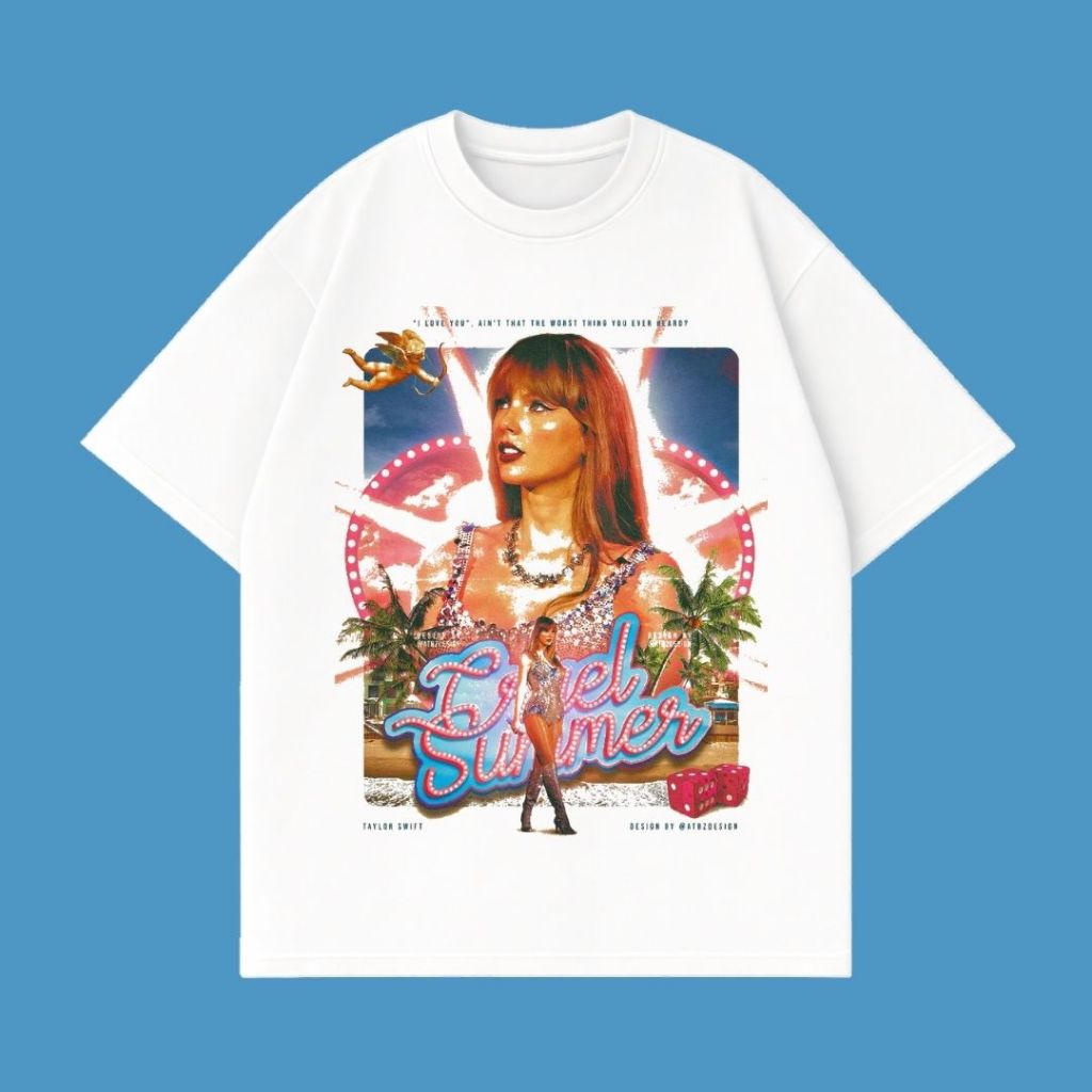 Resmora "Cruel Summer Taylor Swift" White Oversized T-Shirt | Putih | Kaos Oversize | Vintage | Atas