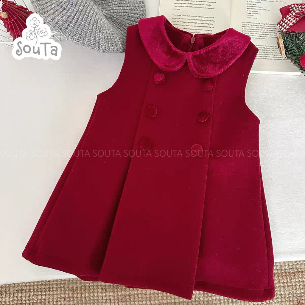Souta Pea Coat Dress ( 2502) ONLY OUTER Dress Anak Kancing Bahan Wool