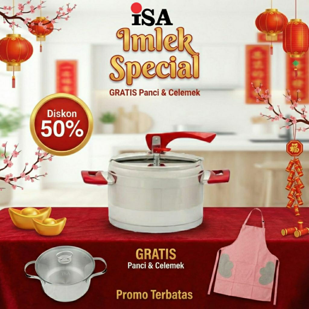 Panci Isa Ruby Presto BTS Ukuran 5 Lt  Anti Lengket Murah dan Bagus Multifungsi Premium Bahan Stainl