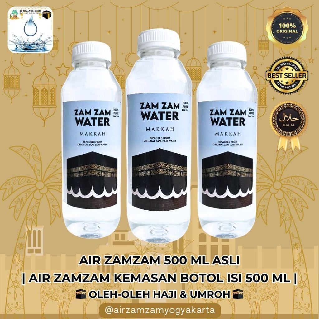 AIR ZAMZAM 500 ML ASLI 100% | AIR ZAMZAM KEMASAN BOTOL ISI 500 ML ASLI | OLEH-OLEH HAJI DAN UMROH
