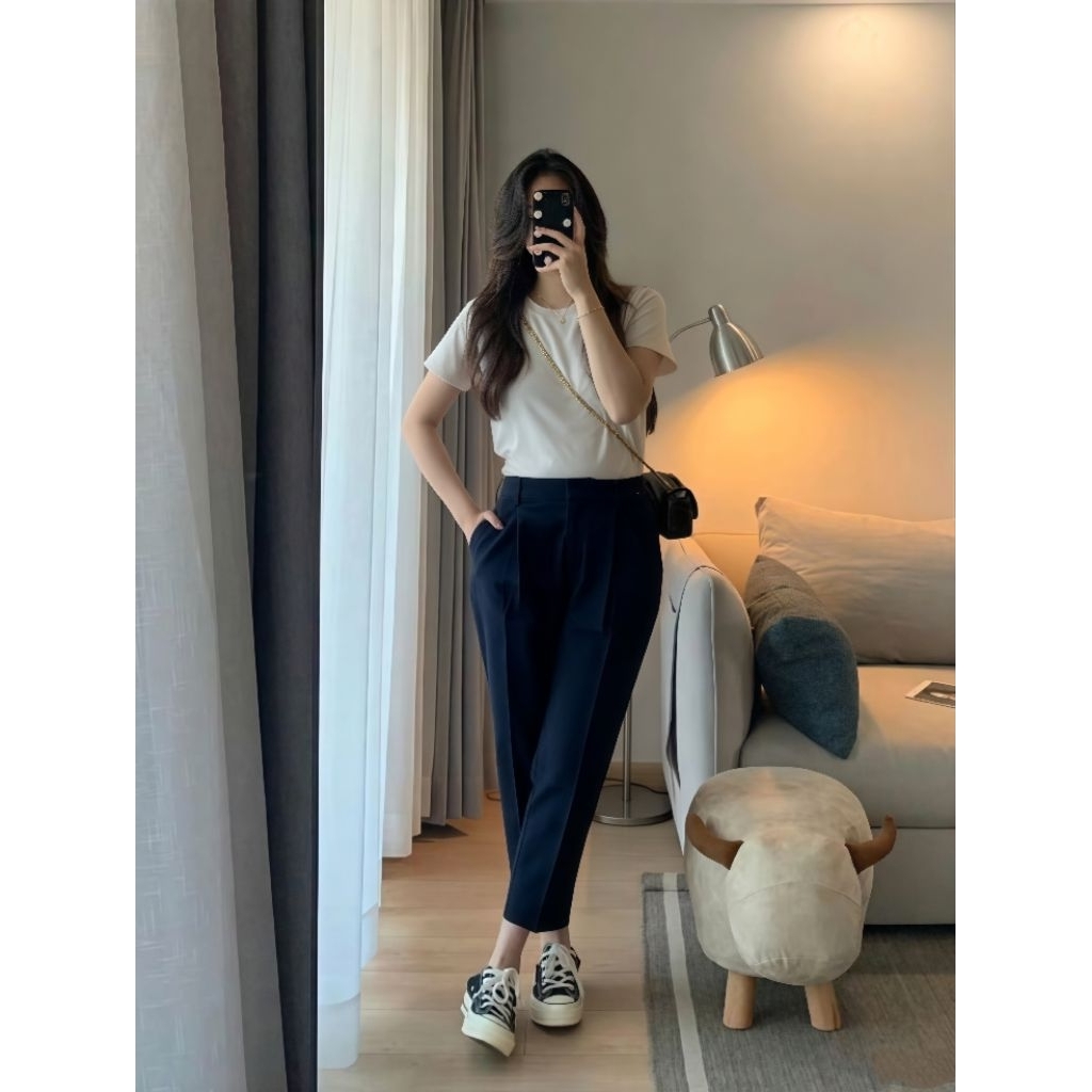 celana bahan katun wanita celana 7/8 wanita