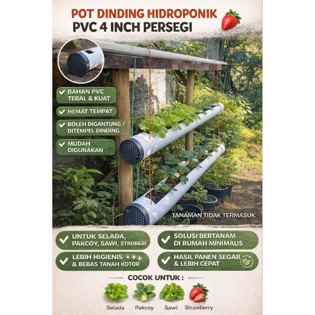 Pot Tanam PVC 4 Inch Panjang 1 Meter | Pot Sayur Hidroponik | Bisa Gantung