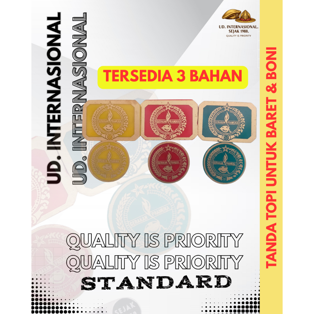 [COD] TANDA TOPI PRAMUKA BARET DAN BONI VARIASI LENGKAP BAHAN MIKA PLASTIK PLAT SENG FIBER AKRILIK