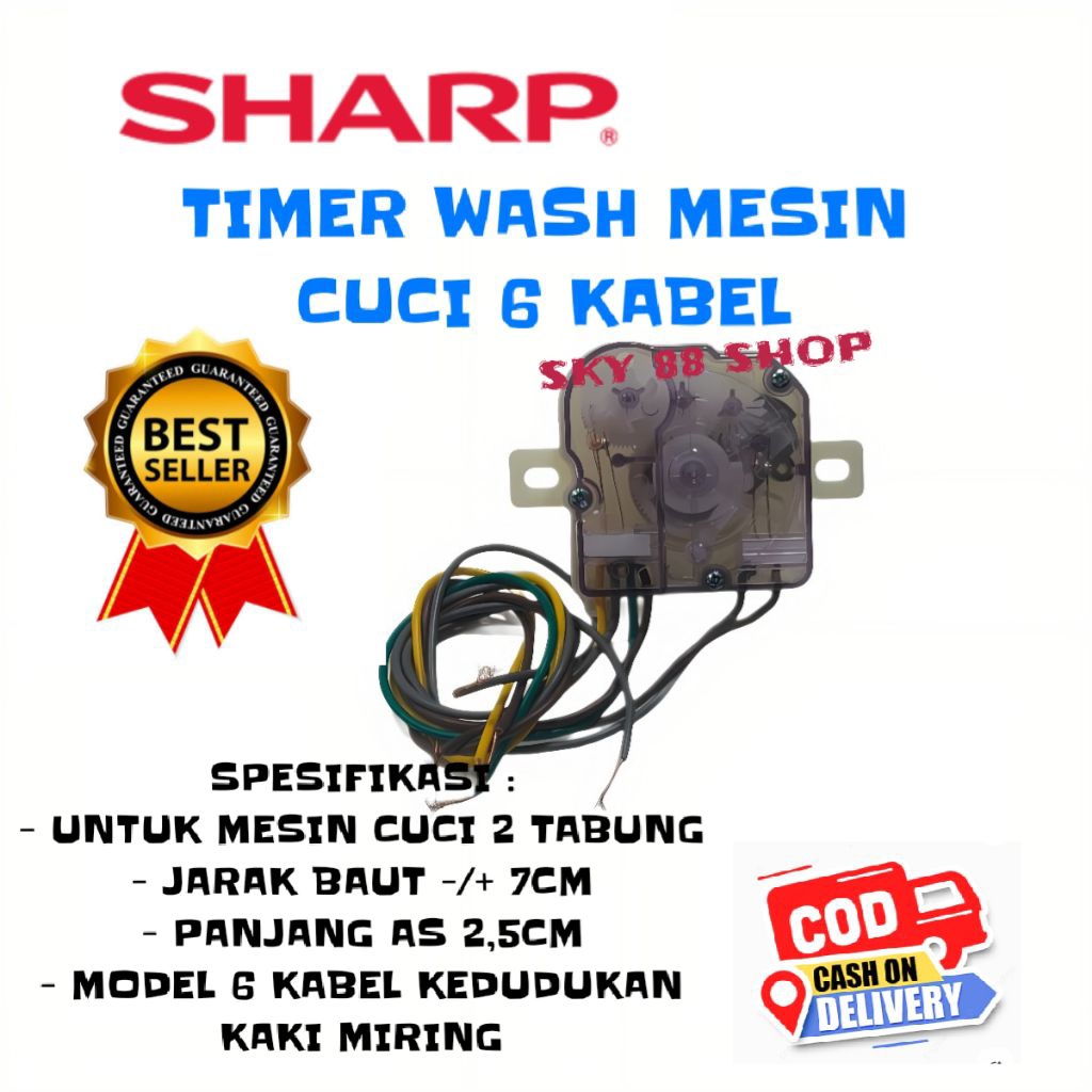 TIMER 6  KABEL MESIN CUCI SHARP 2 TABUNG - TIMER MESIN CUCI 6 KABEL