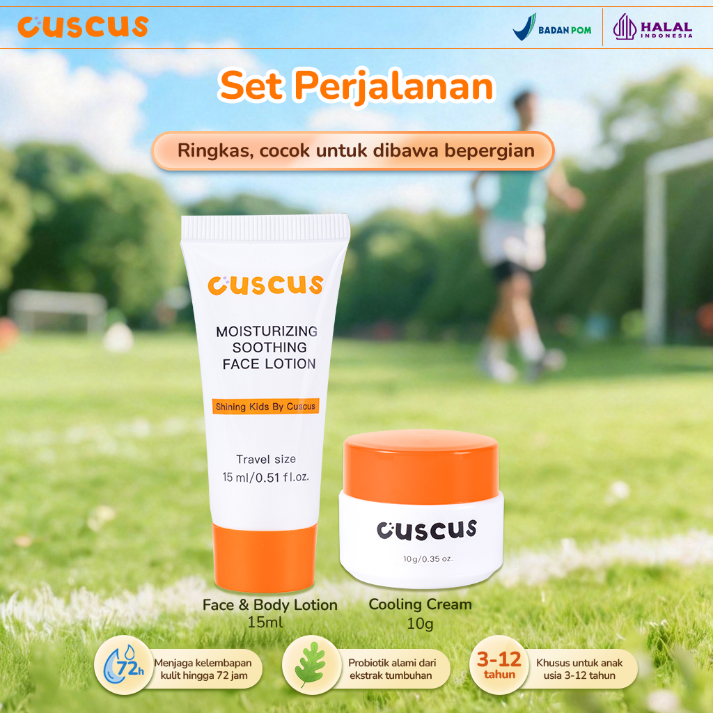 Cuscus Travel Skincare Set | 1pc Sorbet Cream 10g+1pc Face & Body Lotion 15ml | Travel Size  | Mini 