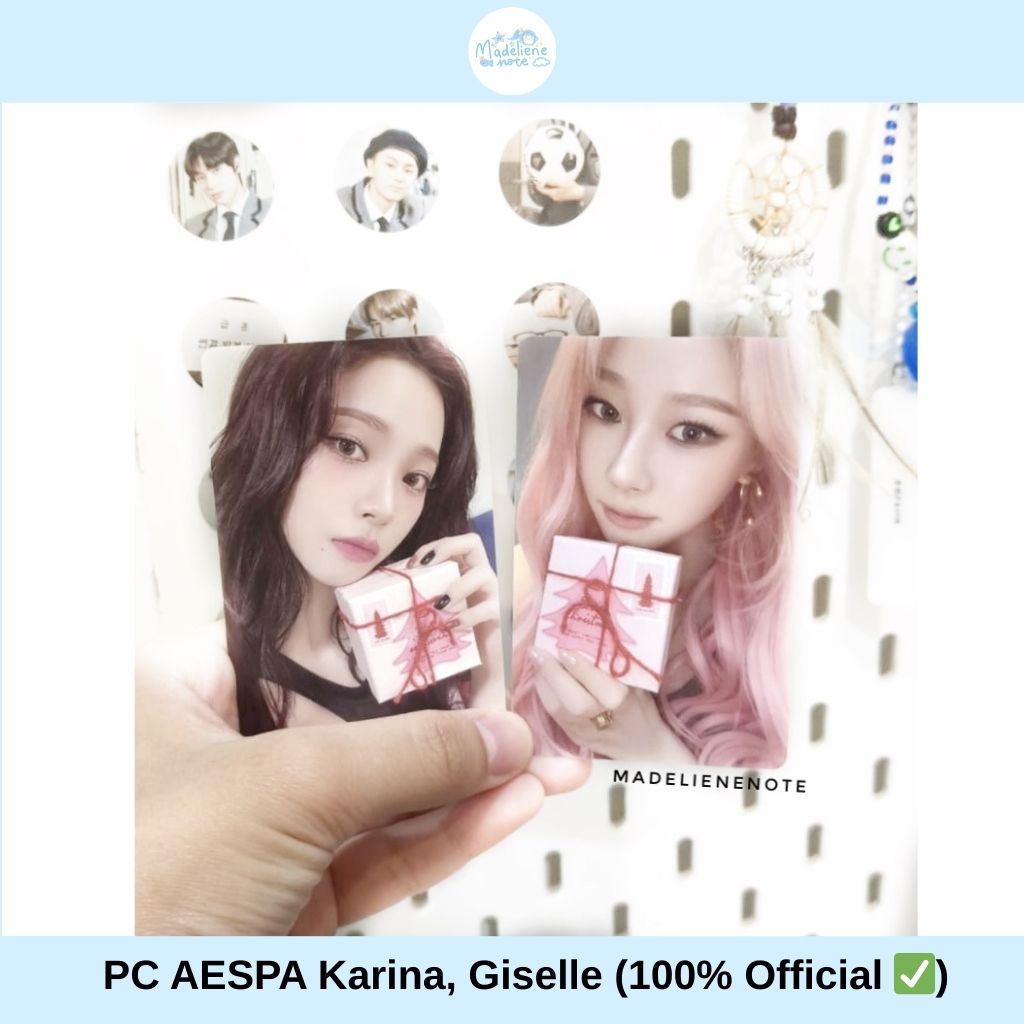 (OFFICIAL) RPC Aespa Pink Christmas 2024 Giselle dan Karina PC official free mouse pad atau washi ta