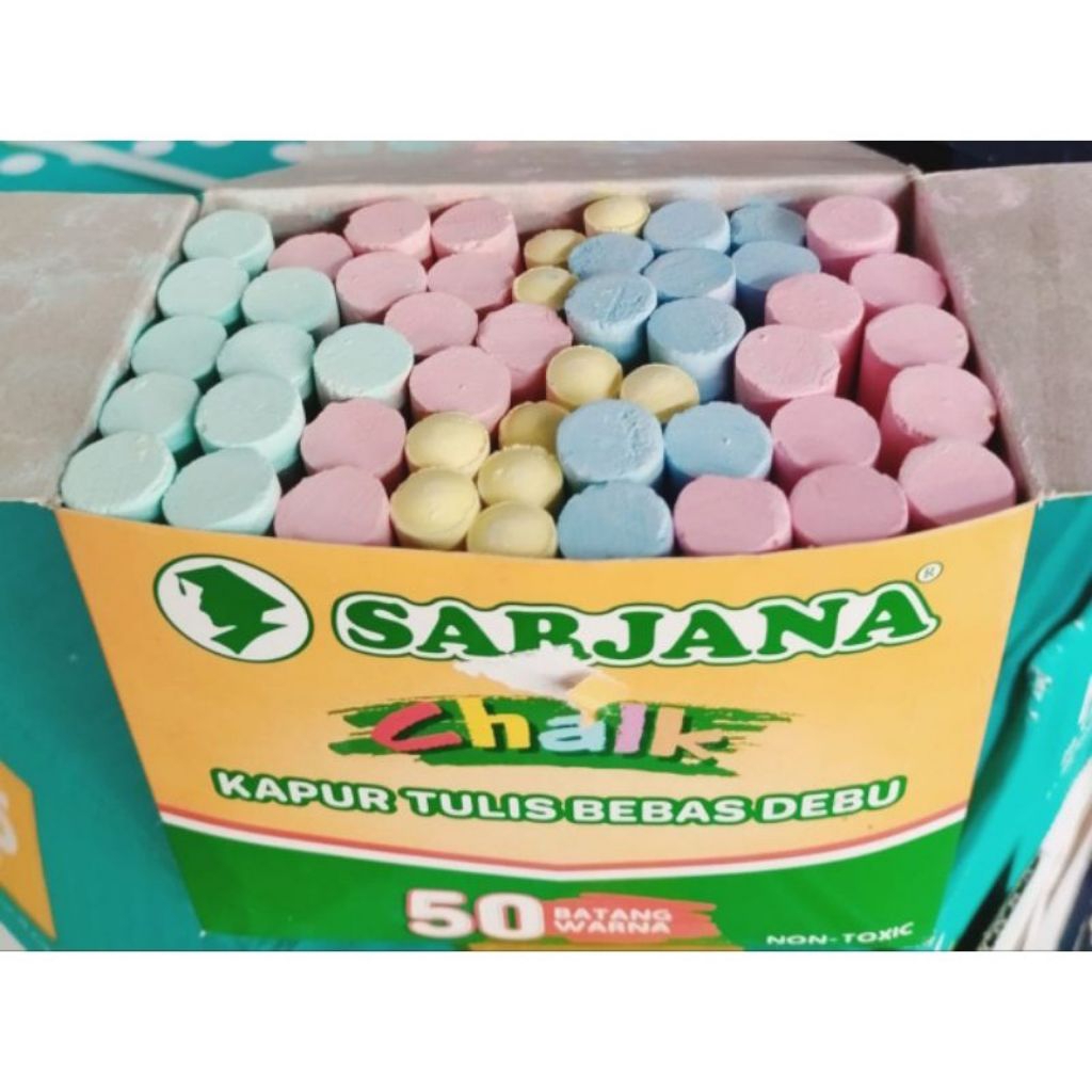 Kapur Tulis Sarjana 1 Box Warna - Kapur Tulis Sekolah | Pradnya Mart ATK