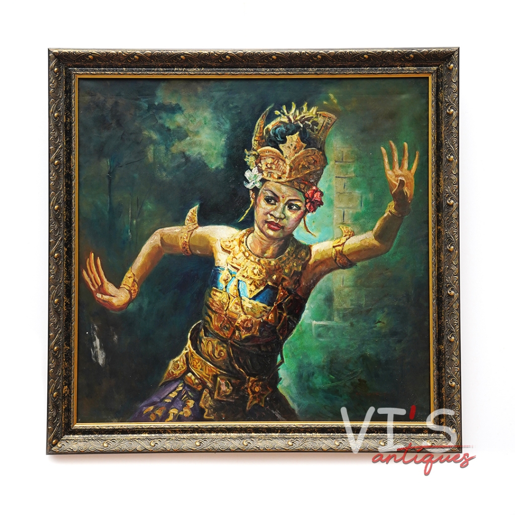 Lukisan Hasim Penari Bali Oil On Canvas Antik Kuno
