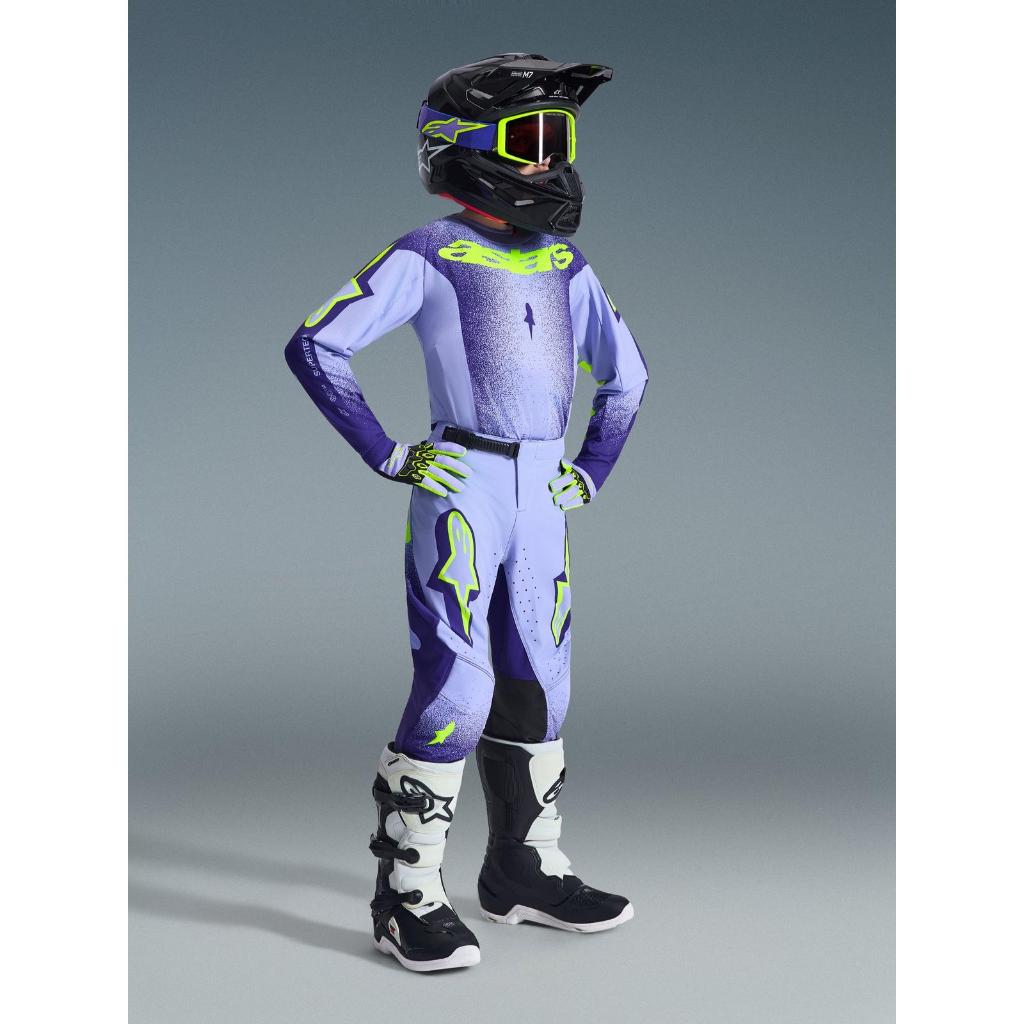 Jersey Set Alpinestars Supertech Youth Scenz MX26 Purple Yellow Fluo Jerset Anak Alpinestar Supertec