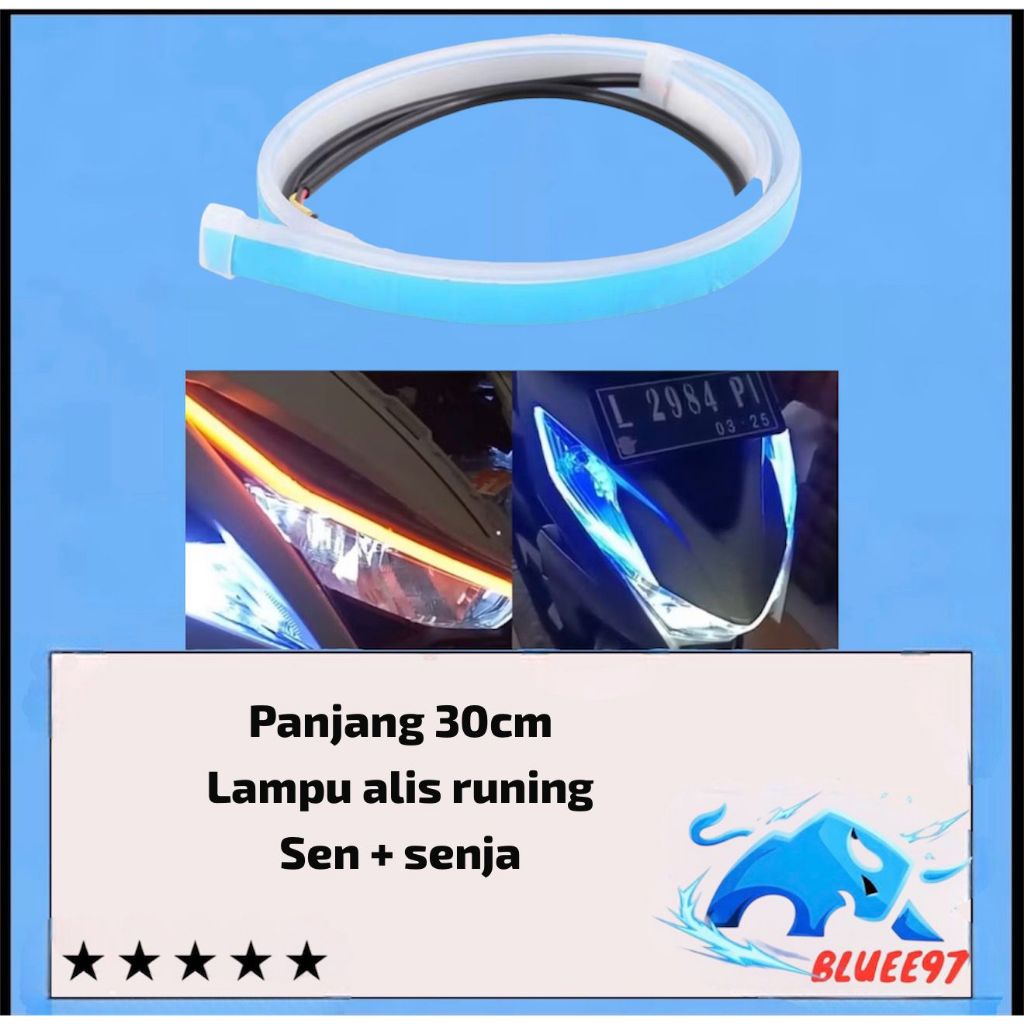 2PCS lampu alis lampu alis running 2 mode lampu alis running 30cm Led lampu alis motor mobil