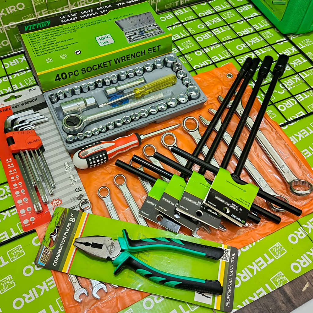 PROMO Paket Kunci Bengkel Lengkap 1 Set / Kunci T Tekiro+Kunci Sok+Ring Pas+Tang Kombinasi+L Set Kom