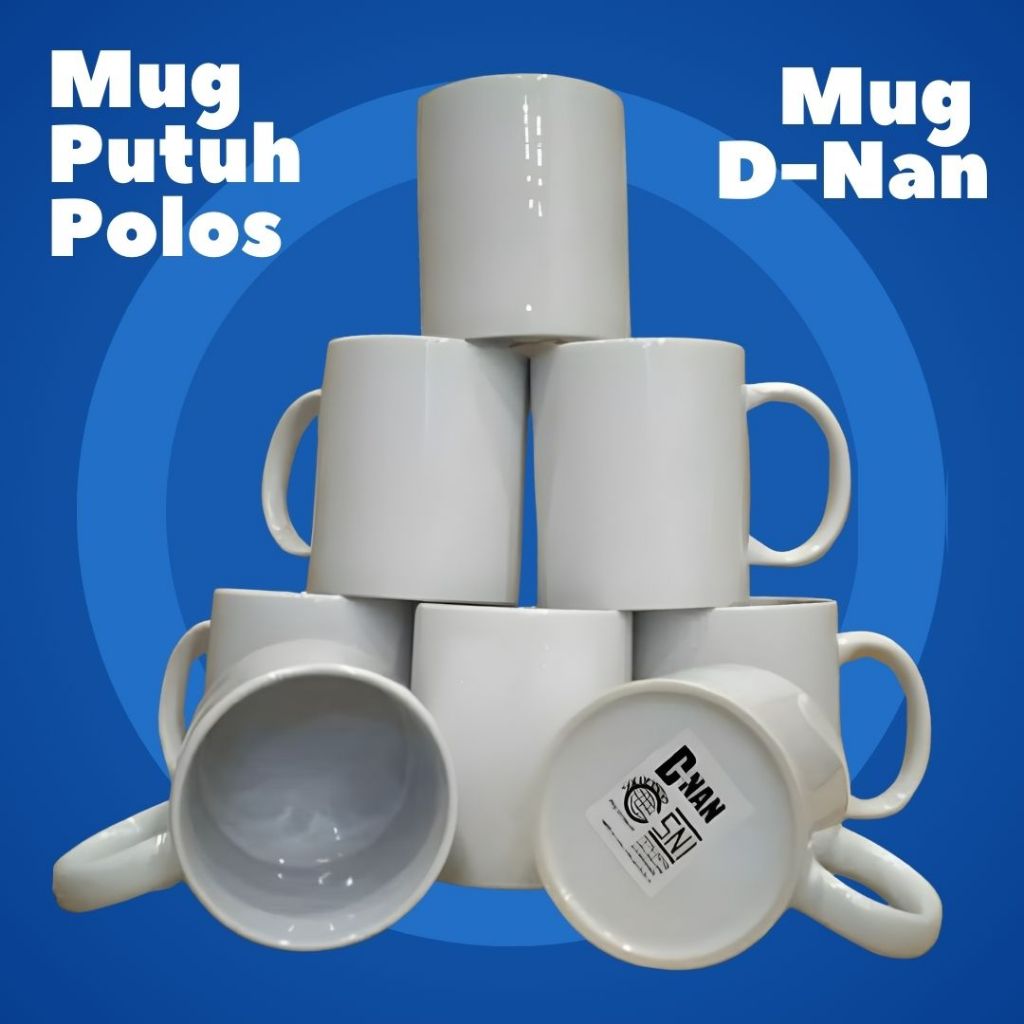 Mug Coating Putih Polos Import / Sablon Mug Sublim Super White Import Murah Merk Dnan + Palet kayu /